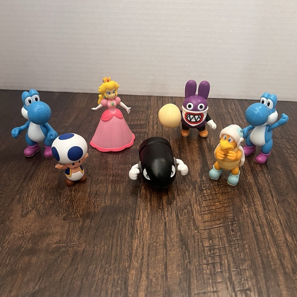 Super Mario Bros Jakks Nintendo Action Figures LOT Hammer Bullet bill Yoshi Toad
